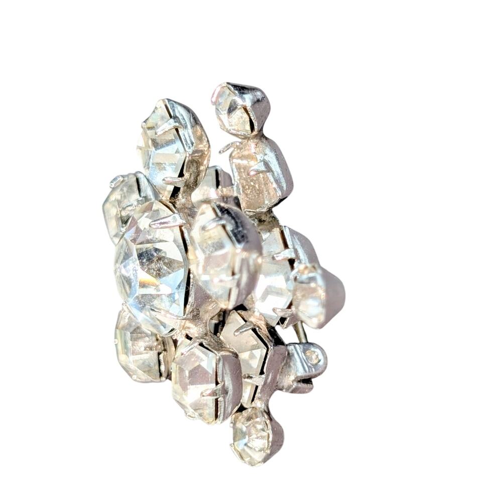 Vintage Flower Pinwheel Rhinestone Brooch - Picture 3 of 7